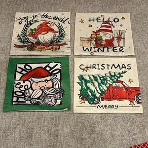 Holiday Gnome Pillow Covers Set - Red, Green, Cream